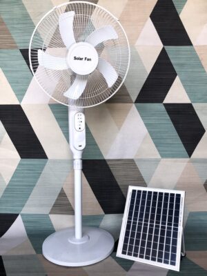 16" Solar Rechargeable Stand Fan with Remote and Bulb HS-198F - Image 6