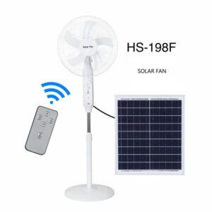 16" Solar Rechargeable Stand Fan with Remote and Bulb HS-198F