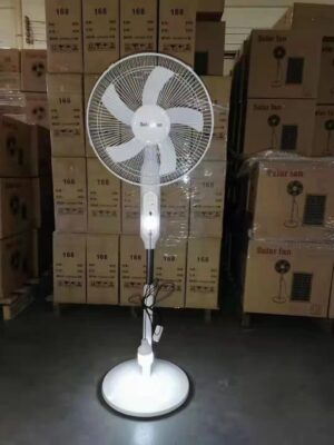 16" Solar Rechargeable Stand Fan with Remote and Bulb HS-198F - Image 3