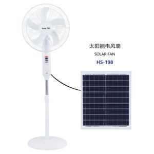 16" Solar Rechargeable Stand Fan with Remote and Bulb HS-198F - Image 2