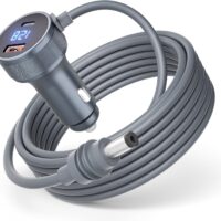 Starlink Mini DC Power Cable Cigarette Lighter with Digital Display USB/Type C Socket 10FT Starlink Mini Cable 12V-24V DC Car Power Cable for Starlink Mini Cigarette Lighter Adapter Gray 18AWG 3M/10FT